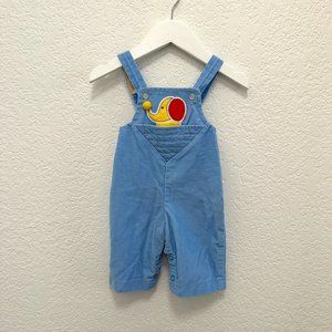 Vintage Carter's Blue Corduroy Yellow Elephant Overalls 3M